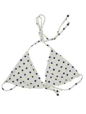 Fella Arnie Tie at Neck Bikini Top in Cream Polka Navy